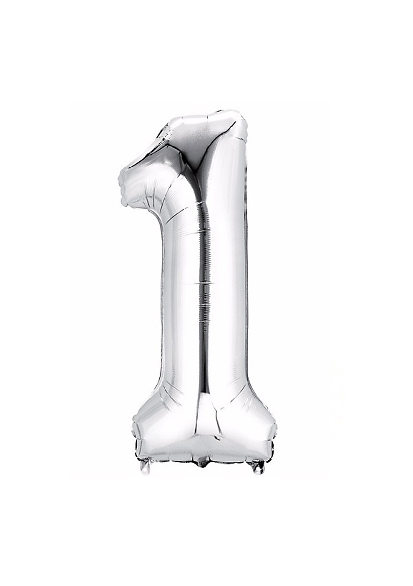Balon iz srebrne folije številka 1 - 106 cm