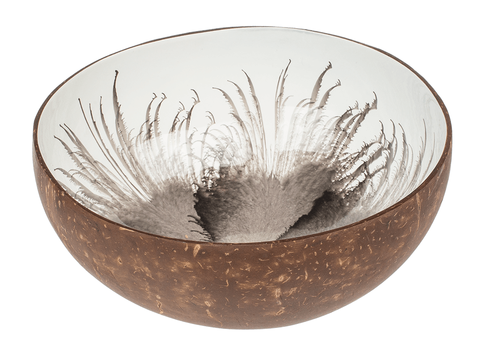 Poslikana kokosova skleda - Bela