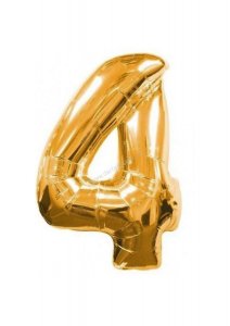 Zlati balon iz folije številka 4 - 80 cm