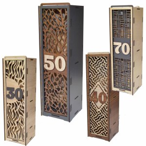 Lesena škatla za vino - 3D rojstnodnevna številka