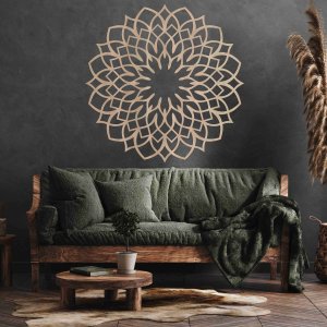 Lesena mandala na steni - Lotus