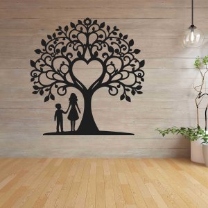 Družinsko drevo iz lesa za steno - mama in sin