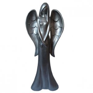 Keramični srebrni angel 34 cm
