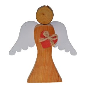 Leseni angelček - rdeče srce