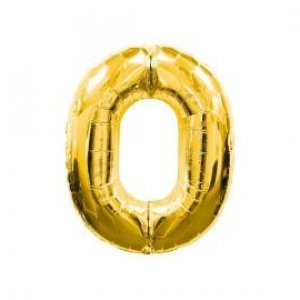 Balon iz zlate folije s številko 0 - 106 cm