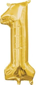 Zlati balon iz folije številka 1 - 106 cm