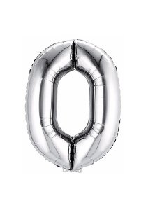 Balon iz srebrne folije številka 0 - 106 cm