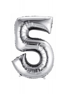 Balon iz srebrne folije številka 5 - 106 cm