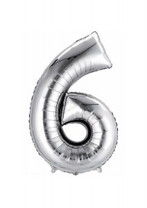 Balon iz srebrne folije številka 6 - 80 cm