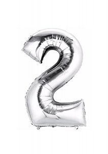 Balon iz srebrne folije številka 2 - 80 cm