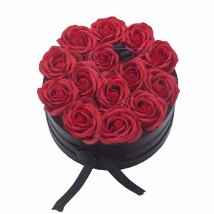 Darilna škatla cvetov mila - 14 rdečih vrtnic - krog