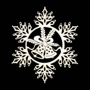 Božični okrasek - Snežinka z zvončki 9 cm