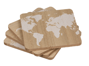 Leseni pladnji Zemljevid sveta - beli
