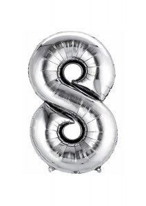 Balon iz srebrne folije številka 8 - 80 cm