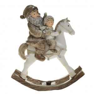 Božična dekoracija - Miklavž s fantom na konju
