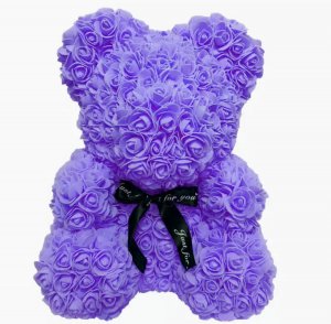 Medvedek iz vrtnic - vijolična 40 cm