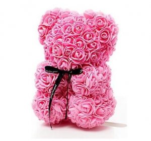 Medvedek iz vrtnic - roza 25 cm
