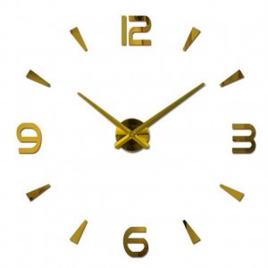 Samolepilna stenska ura velika 80 - 120 cm zlata