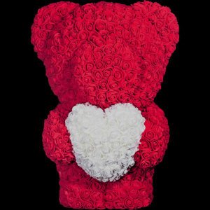 Medvedek iz vrtnic - bordo s srcem 40 cm