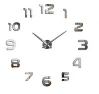 Samolepilna stenska ura velika 80 - 120 cm srebrna