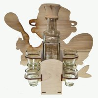 Komplet lesenih steklenic z žigom - Ribič