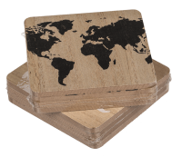Leseni pladnji z zemljevidom sveta - Črni