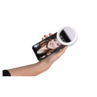 Obroč LED luči za selfije s 3 intenzivnostmi - črn