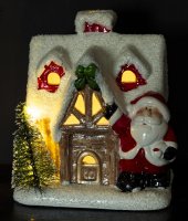 Hiša z Božičkom in razsvetljavo LED
