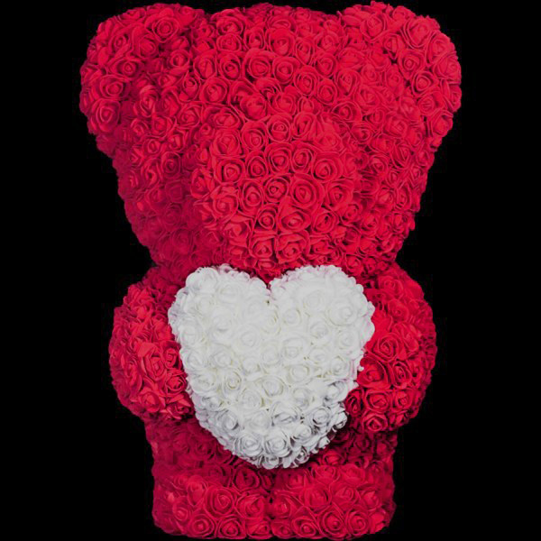 Medvedek iz vrtnic - bordo s srcem 40 cm